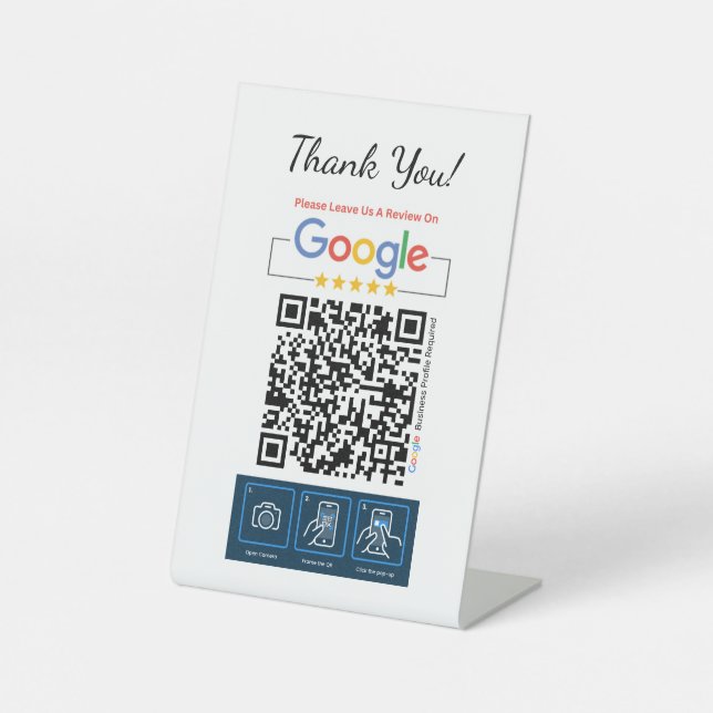 Google Review Card Pedestal Sign With QR Code (Front)