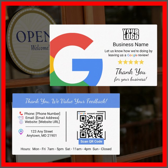 Google Review Card Template With QR Code Link (Creator Uploaded)