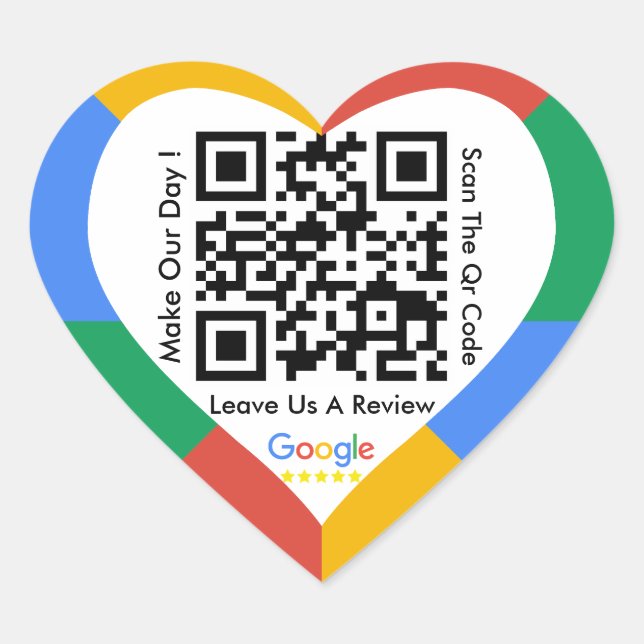 Google Review Link QR Code Coeur Sticker (Devant)