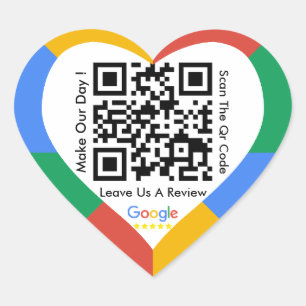 Google Review Link QR Code Coeur Sticker