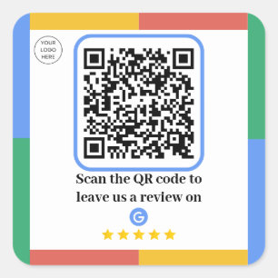 Google Review Link QR Code   Review us on Google Square Sticker