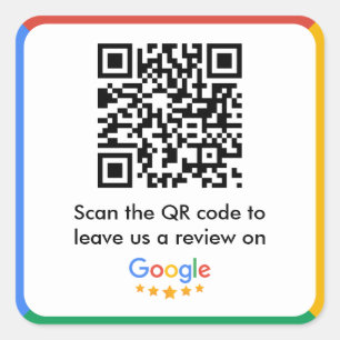 Google Review Link QR Code Square Sticker