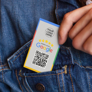 Google Review My Business 5 Star Qr Code Grey Business Card