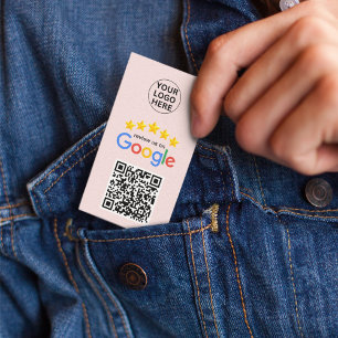 Google Review My Business 5 Star Qr Code Pink Business Card