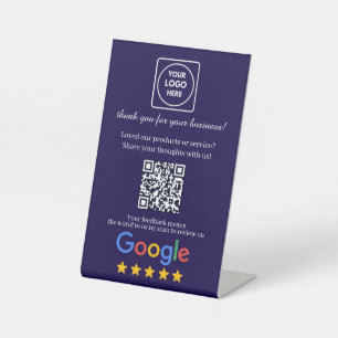 Google Review QR Black Link Display Pedestal Sign