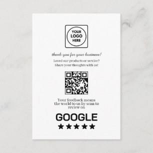 Google Review QR   Business Feedback Link Enclosure Card