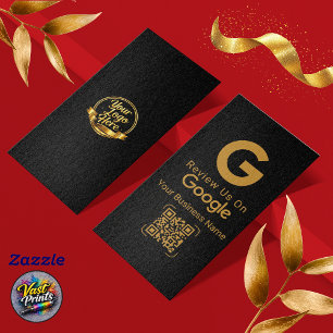 Google Review QR Code Black Gold Business Card