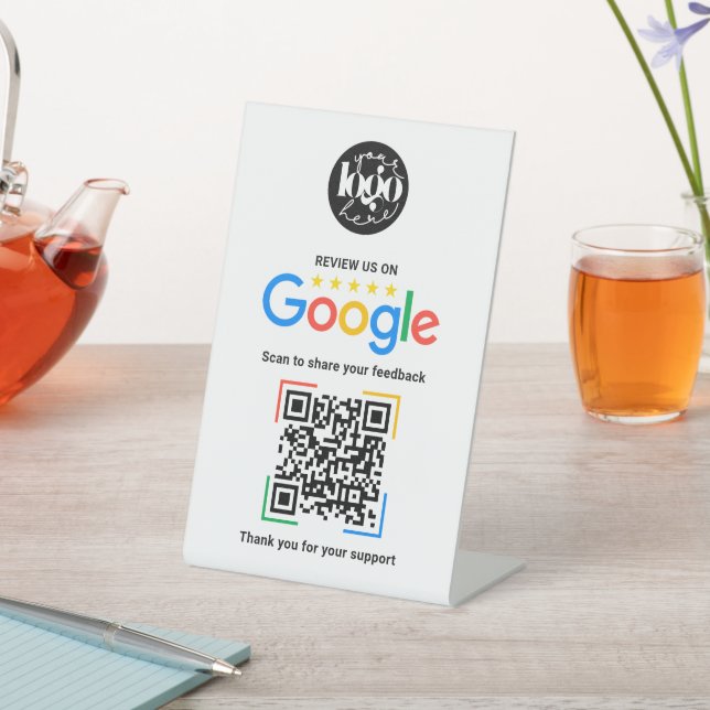 Google Review QR Code Business Personalized  Pedestal Sign (In SItu)
