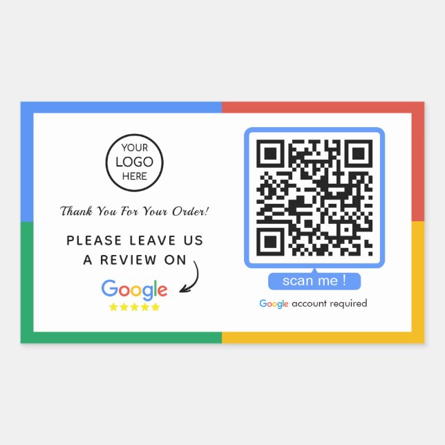 Google Review QR Code | Business Review Us Sticker (Front)