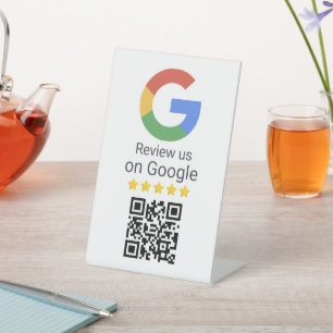 Google Review QR Code Business Tabletop Sign