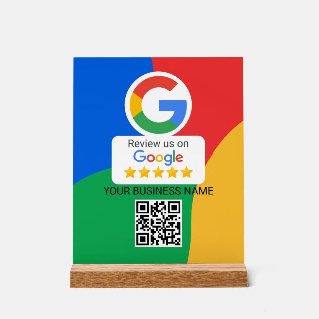 Google Review QR Code Colorful Business Acrylic Sign (Front)