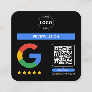 Google Review Qr Code Logo Thank you Minimalist Square Business Card