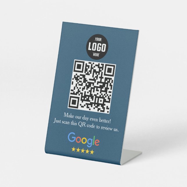 Google Review QR Code Pedestal Sign for Business (Front)