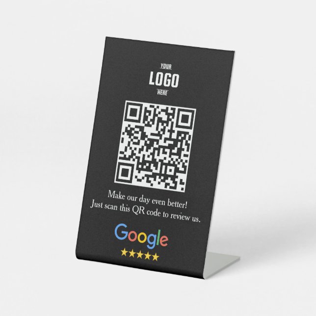 Google Review QR Code Pedestal Sign for Business (Front)