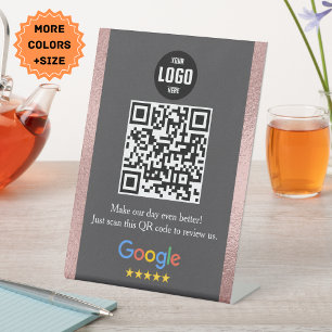 Google Review QR Code Pedestal Sign for Business
