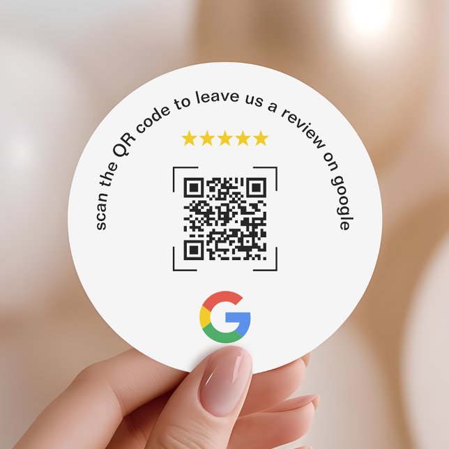 Google Review QR Code Small Business Promotional Classic Round Sticker (Creator Uploaded)