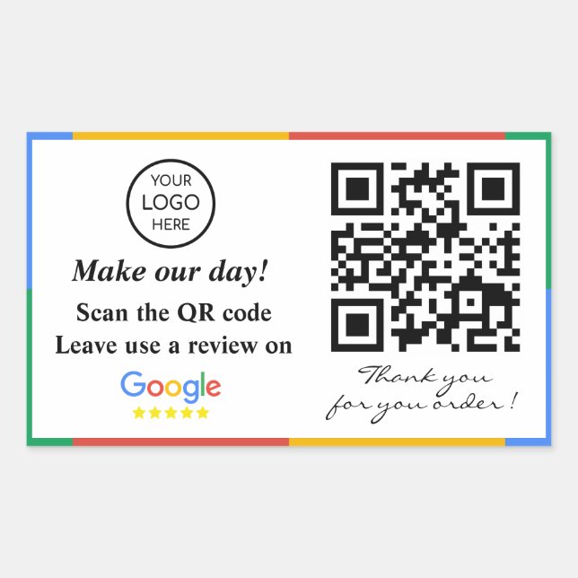 Google Review QR Code Sticker rectangulaire (Devant)