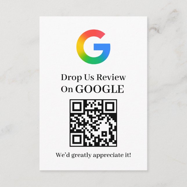 Google Review QR Feedback Business Insert Card (Front)