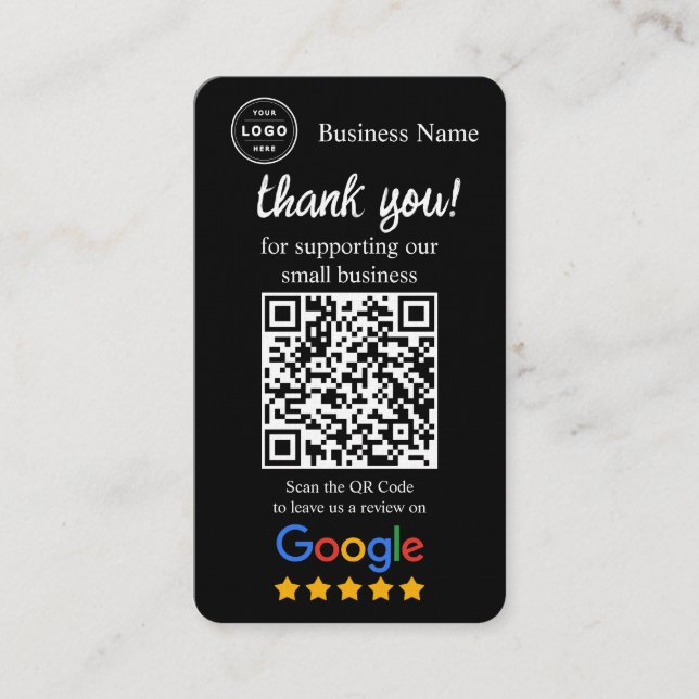 Google Review Request Card with QR code (Front)