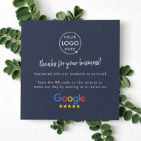 Google Review us Business Thank You QR Code Navy