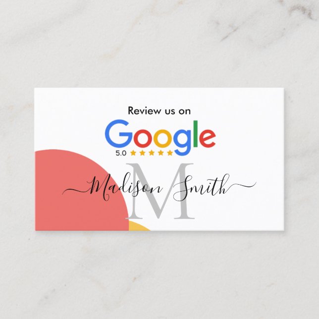 Google Review With QR Code Link Business Card (Front)