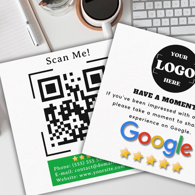 Google Review With QR Code Link Square Business Card (Creator Uploaded)