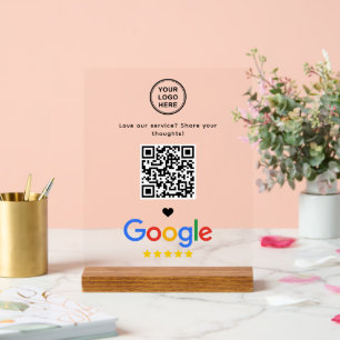 Google Review With QR Code Modern Minimalist Acrylic Sign