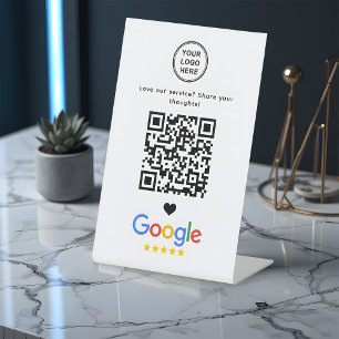 Google Review With QR Code Modern Minimalist Pedestal Sign