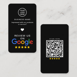 Google Review With QR Code Sleek Black Business Card