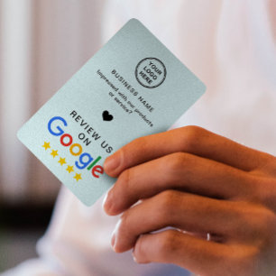 Google Review With QR Code Soft Blue  Business Card