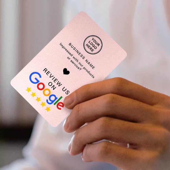 Google Review With QR Code Soft Pink Business Card (Creator Uploaded)