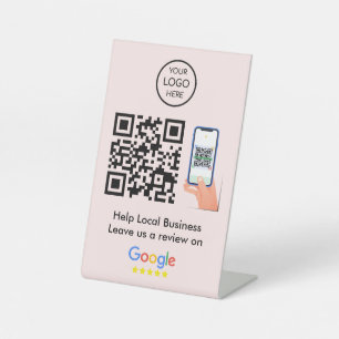 Google Reviews Business Feedback Pink QR Code Pedestal Sign