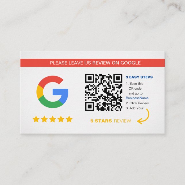 Google Reviews | Business QR Code Thank You Card (Front)