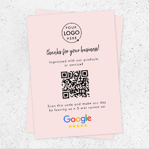Google Reviews   Business Rating Request Pink QR Enclosure Card
