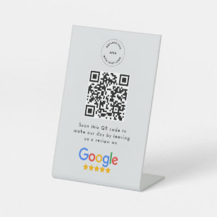 Google Reviews   Business Review Link QR Code Grey Pedestal Sign