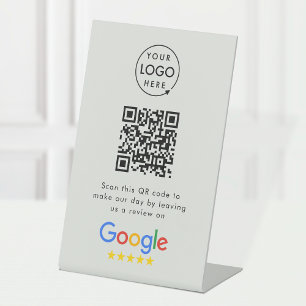 Google Reviews   Business Review Link QR Code Grey Pedestal Sign