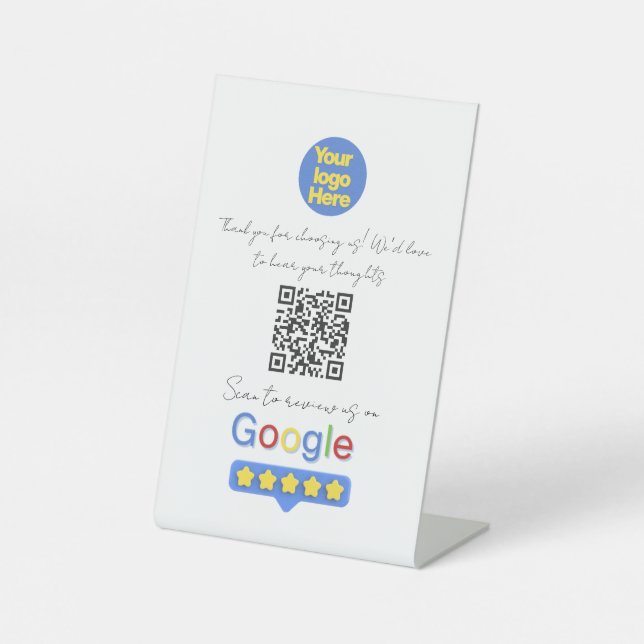 Google Reviews | Business Review Link QR Code Pedestal Sign (Front)