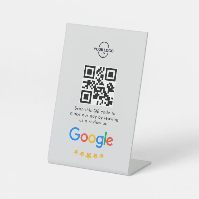 Google Reviews | Business Review Link QR Code Pedestal Sign (Front)