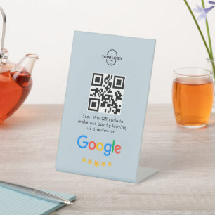 Google Reviews   Business Review Link QR Code Pedestal Sign