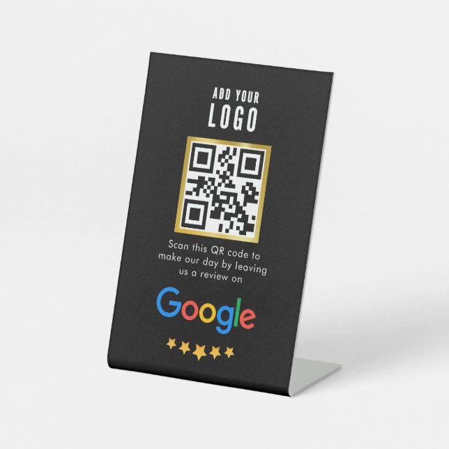 Google Reviews | Business Review Link QR Code Pedestal Sign (Front)