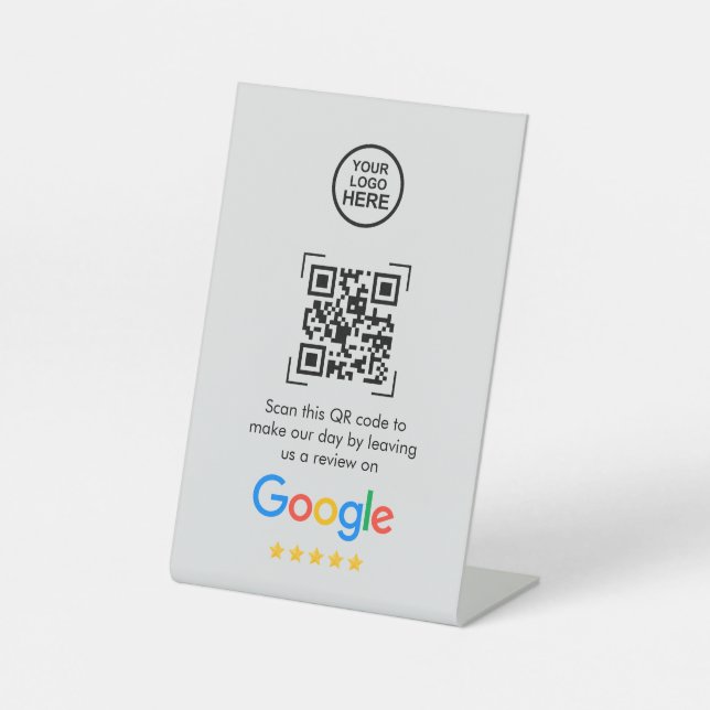 Google Reviews | Business Review Link QR Code Pedestal Sign (Front)