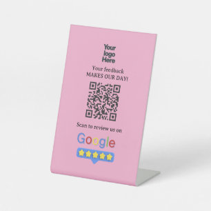 Google Reviews   Business Review Link QR Code Pedestal Sign