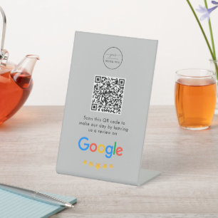 Google Reviews   Business Review Link QR Code Pedestal Sign