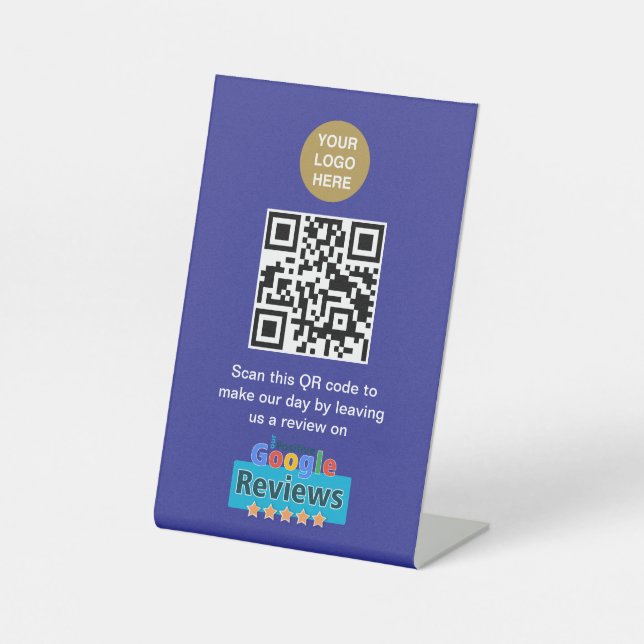 Google Reviews | Business Review Link QR Code Pedestal Sign (Front)