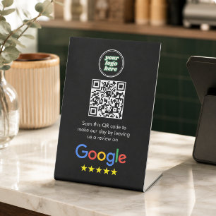 Google Reviews   Business Review Link QR Code Pedestal Sign