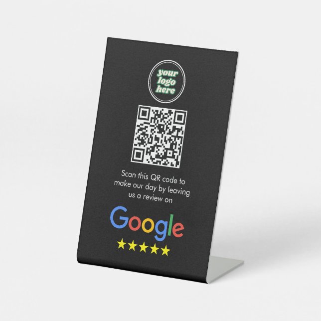 Google Reviews | Business Review Link QR Code Pedestal Sign (Front)