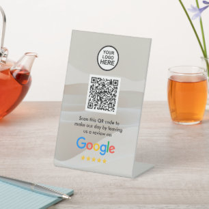 Google Reviews Business Review Link QR Code Pedestal Sign