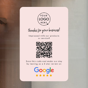 Google Reviews   Business Review Link QR Code Pink Window Cling