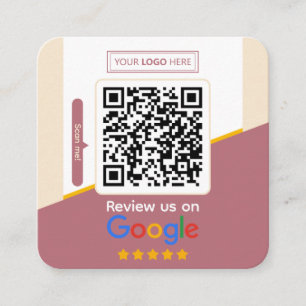 Google Reviews Business Review Link QR Code Square Business Card