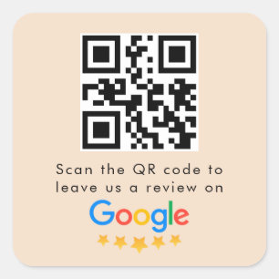 Google Reviews   Business Review Link QR Code Square Sticker